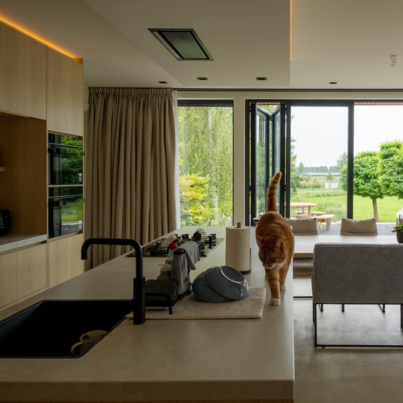 Modern interieur Sleeuwijk - woonkamer met grote ramen en lichtinval